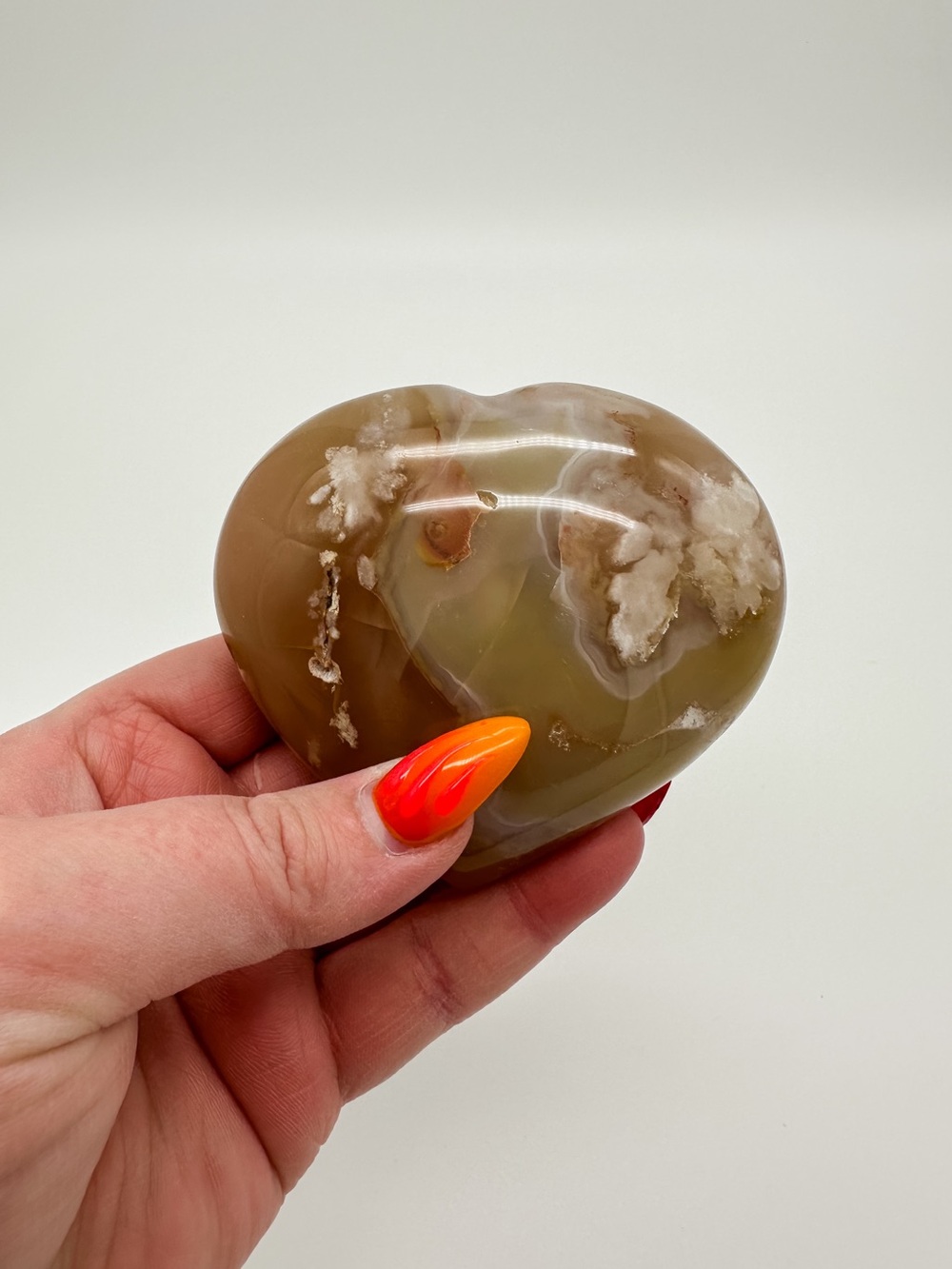 Polished Brown Agate Heart Palm Stone - Decorative Jewelry Accent
